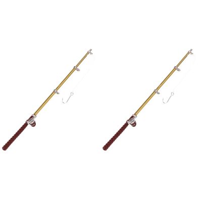 Zerodeko 2PCS Miniature Fishing Poles for Crafts, Dollhouse Fishing Pole Rod, Mini Fishing Pole Model for Mini House Decoration