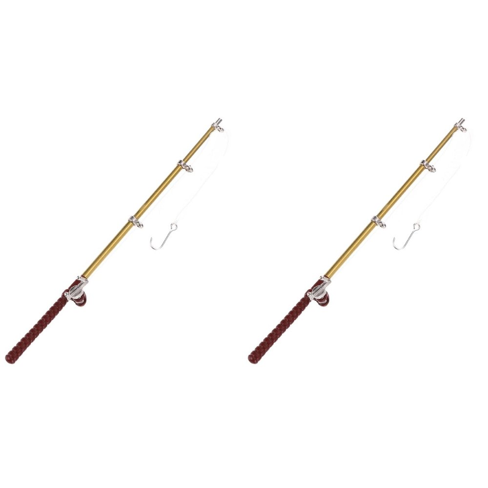 Zerodeko 2PCS Miniature Fishing Poles for Crafts, Dollhouse Fishing Pole Rod, Mini Fishing Pole Model for Mini House Decoration