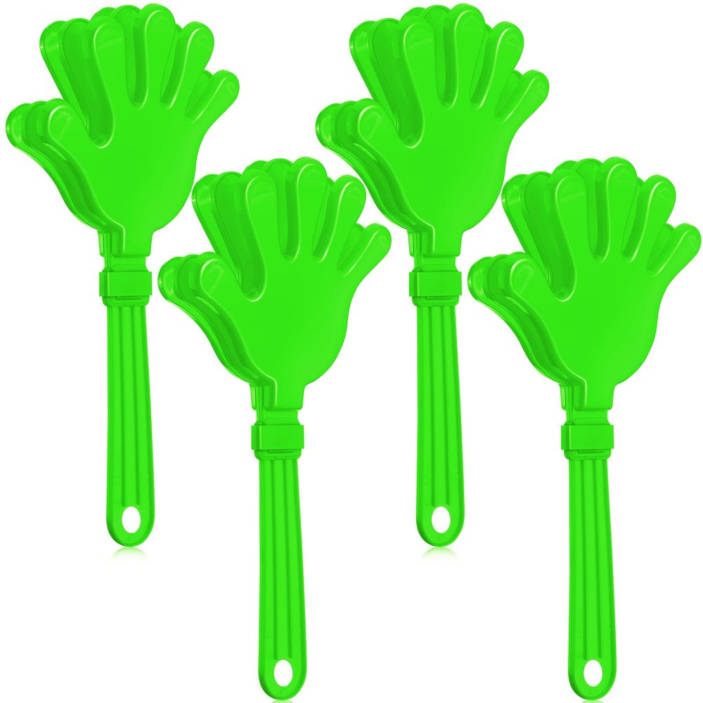 4 Pieces Jumbo Hand Clappers 11 Inch Noise Makers Party Favors Giant Large Hand Clappers Noise Makers for Sporting Events Cheers Ball Dance Basketball Football Noisemakers (Green)
