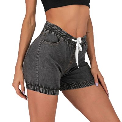 Maiyifu-GJ Women's Elastic Waist Denim Joggers Jeans Casual Drawstring Stretch Jeans Skinny Workout Jean Trousers Leggings (Grey,Medium)