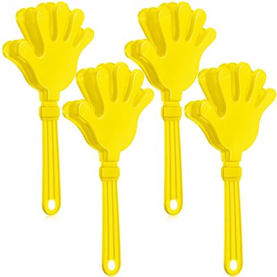 4 Pieces Jumbo Hand Clappers 11 Inch Noise Makers Party Favors Giant Large Hand Clappers Noise Makers for Sporting Events Cheers Ball Dance Basketball Football Noisemakers (Yellow)