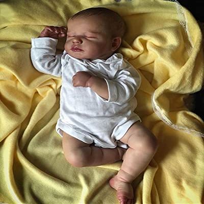 KOKOMANDY Realistic Newborn Baby Boy Dolls 20Inch 50cm Sleeping Doll Soft Silicone Cute Premature Reborn Girl (Boy) with Eyes Closed That Looking Real Toy Gifts Rbg White - Boy