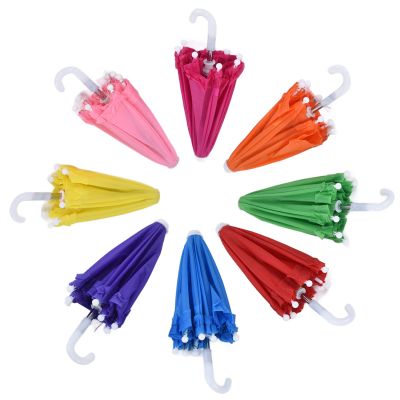 Keenso 8 Pcs Cute Doll Toys Miniature Umbrella Children Umbrella Doll Accssories for Dolls Decoration Games