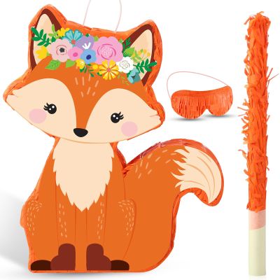 Suilung Fox Pinata Woodland Theme Birthday Decorations Pinata Include Stick Blindfold Confetti Woodland Fox Themed Birthday Party Supplies for Party Decor