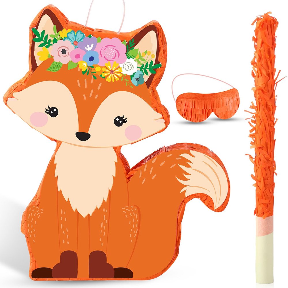 Suilung Fox Pinata Woodland Theme Birthday Decorations Pinata Include Stick Blindfold Confetti Woodland Fox Themed Birthday Party Supplies for Party Decor