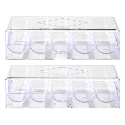 CUNHUY 2PACK Clear Acrylic Poker Chip Rack with Cover/Casino Chip Tray with Lid, Holds 100 Chips Each
