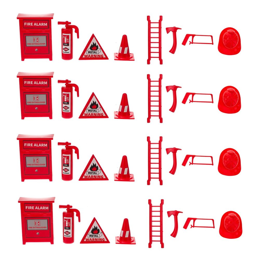 Mini Firefighter Pretend Play Set with 4 Toy Fire Extinguishers and Ladder