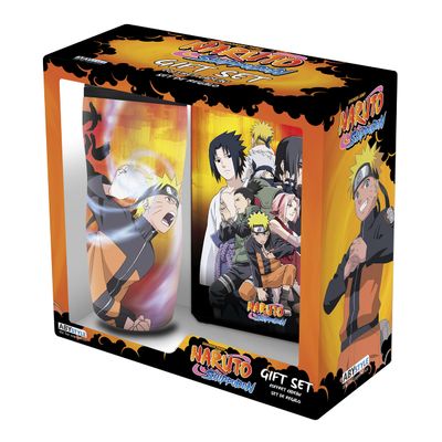 ABYSTYLE Naruto Shippuden Notebook & Tumbler Gift Set Featuring Naruto, Sasuke & Sakura Anime Manga Drinkware Home & Kitchen Essentials Gift