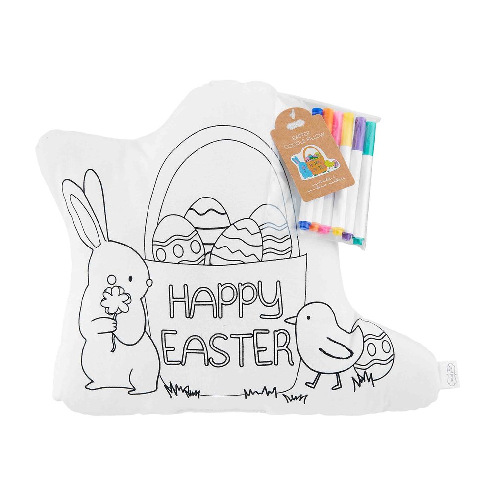 Mud Pie Basket Doodle Pillow w/Markers