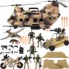 26 PCS Army Men Helicopter Carrier Toys, Military Soldier Action Figures, Combat Truck, Motorcycle, Jumbo Transport Aircraft with Lights & Sound, Weapons Accessories Playset for Kids Boys view 1