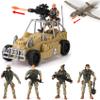 26 PCS Army Men Helicopter Carrier Toys, Military Soldier Action Figures, Combat Truck, Motorcycle, Jumbo Transport Aircraft with Lights & Sound, Weapons Accessories Playset for Kids Boys view 2
