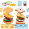 Montessori Toys for 2, 3 Year Old, Wooden Burger Sandwich Stacking Toys for Toddler Educational Toys Fine Motor Skills Foods Preschool Learning Blocks Gifts Boys Girls view 1
