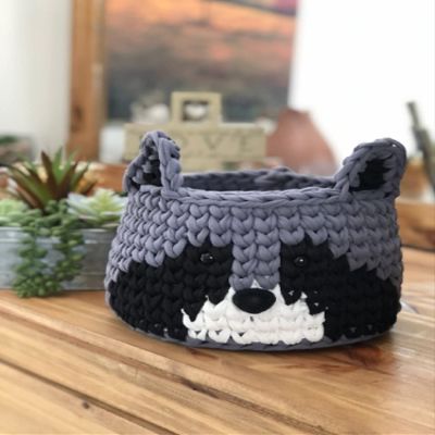Adorable Crocheted Raccoon Storage Basket Baby Nursery Decor | Woodland Nursery