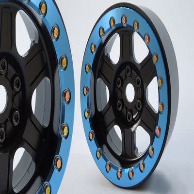 SSD RC 2.2" Challenger Beadlock Wheels (Black/Blue) (2)