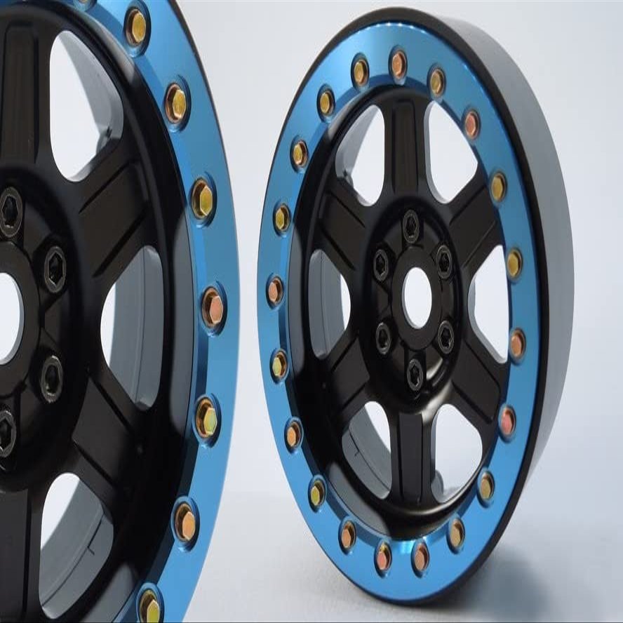 SSD RC 2.2" Challenger Beadlock Wheels (Black/Blue) (2)