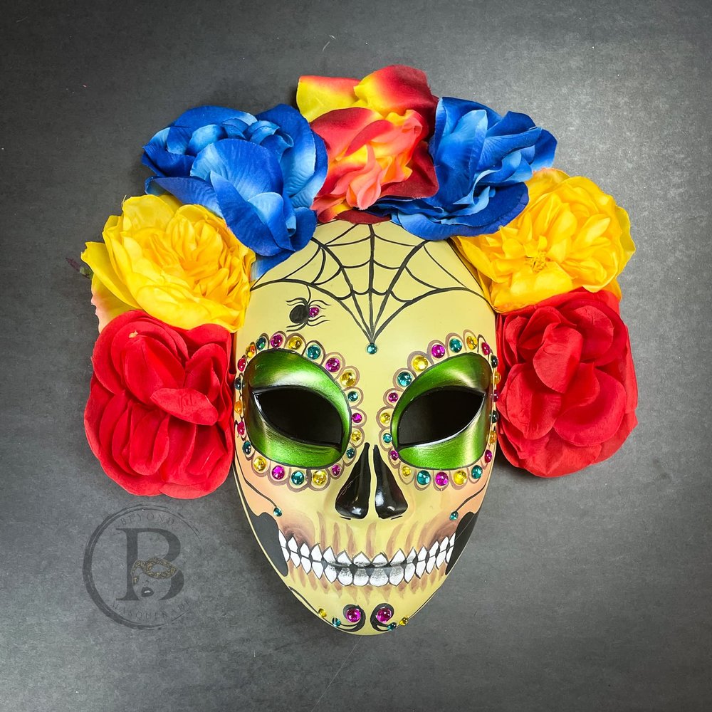Spider Day of the Dead Halloween Skull Mask Skeleton Day of the Dead Costume Masks Masquerade Mask Dia de los Muertos Headpiece Halloween Costume Party Skeleton Mask