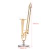 Mini Musical Instrument, Dollhouse Trombone Model Metal Trombone Decoration Trombone Dollhouse Ornament for Mini House Musical Room view 2