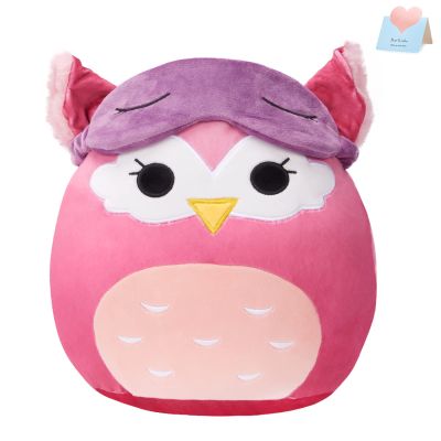 BSTAOFY Cute Owl Soft Plush Pillow with Removable Eye Mask Squishy Owl Stuffed Animal Cushion Hugging Stretchy Nap Pillow Christmas Holiday Valentines Birthday Gifts for Toddlers Kids, 12
