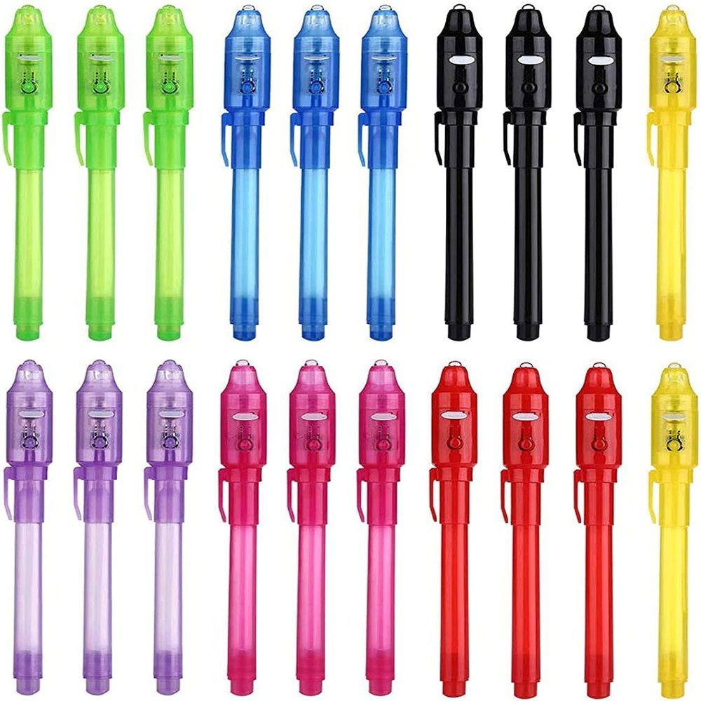 DazSpirit 20 Pack Invisible Ink Pens with UV Light, Non Candy Valentines Day Classroom Gifts Bulk, Valentine Classroom Exchange Party Favors for Kids, Treasure Box Prizes, Secret Message Pens