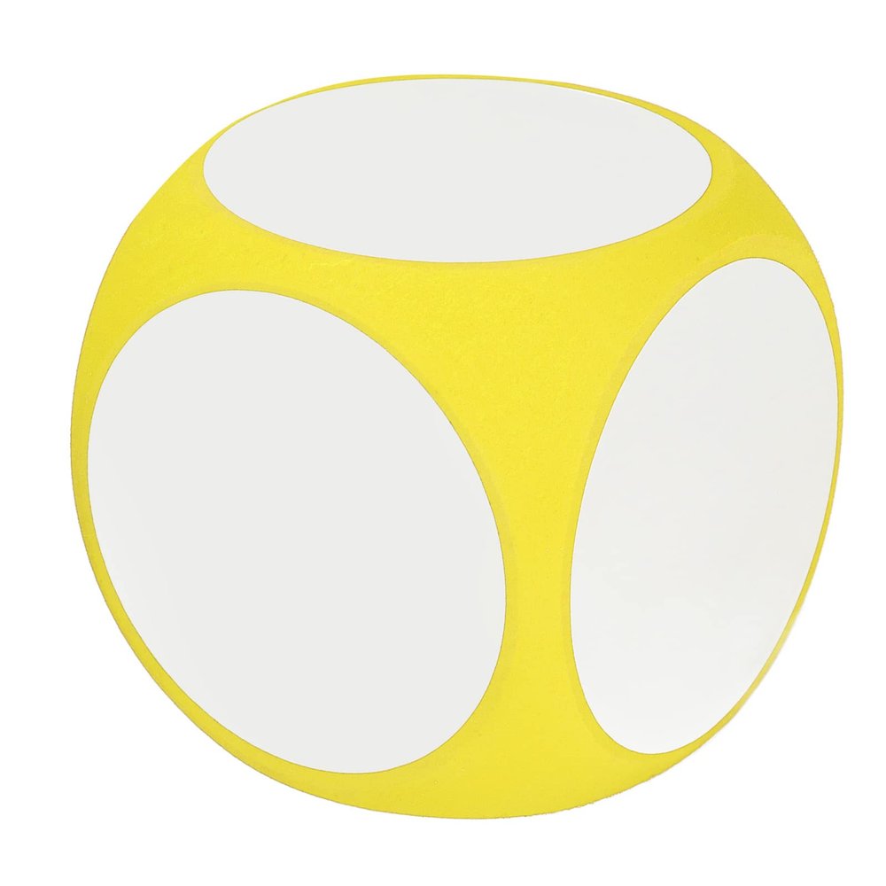 Dry Erase Dice Cubic, Portable Cleanable Write On Wipe Off Dice for Kids Teaching (Yellow)