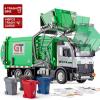 HAPYAD Garbage Truck Toys Metal Cab, Realistic Trash Truck Toys for Boys Kids with Lights and Sounds, Friction Powered Recycling Vehicles, Front Loader with Dumpster, 4 Trash Bins, 12" view 2
