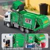HAPYAD Garbage Truck Toys Metal Cab, Realistic Trash Truck Toys for Boys Kids with Lights and Sounds, Friction Powered Recycling Vehicles, Front Loader with Dumpster, 4 Trash Bins, 12" view 3
