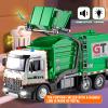 HAPYAD Garbage Truck Toys Metal Cab, Realistic Trash Truck Toys for Boys Kids with Lights and Sounds, Friction Powered Recycling Vehicles, Front Loader with Dumpster, 4 Trash Bins, 12" view 4