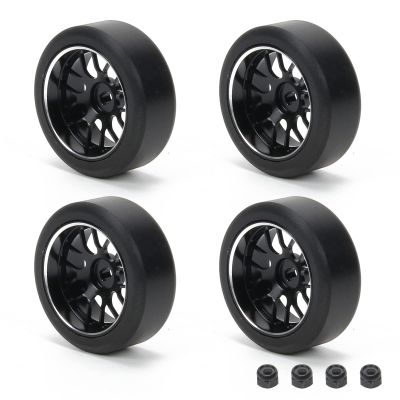 RCAWD 29MM Enlarged Metal Drift Tire with Hub 4Pcs for 1/28 Wltoys K969 Series Upgrades Part Black