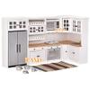 iLAND Dollhouse Kitchen, Modern Dollhouse Furniture Set on 1/12 Scale Wooden White to Store Miniature Food view 2