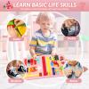 8 in 1 Toddler Busy Board for 1 Years Old, Montessori Toy Busy Book for Toddlers 1-3 Educational Toy Activity Basic Motor Skills, Kid Travel Essential 2-4 Yr Birthday Valentines Easter Gift for Girl view 2