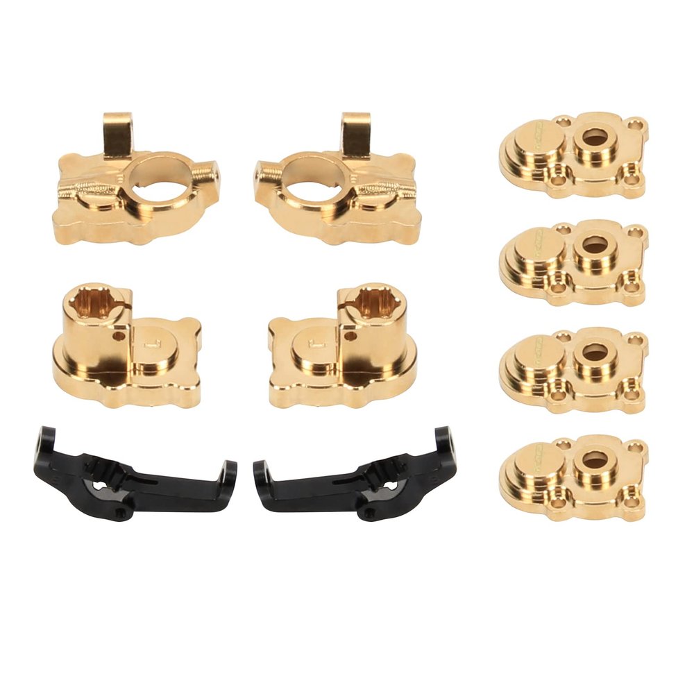 RCAWD Weighted Full Brass Portal Housing Front Rear & C Hub Carrier for FMS FCX24 1/24 Upgrades Parts Total 79g Yellow