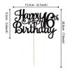 1 PCS Happy 16th Birthday Cake Topper Glitter Cheers to 16 Years Birthday Cake Pick Sweet 16 Fabulous Cake Decoration for Happy 16th Birthday Theme Party Decorations Supplies Black view 3