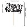 1 PCS Happy 60th Birthday Cake Topper Glitter Cheers to 60 Years Birthday Cake Pick 60 Fabulous Cake Decoration for Happy 60th Birthday Anniversary Party Decorations Supplies Black view 2