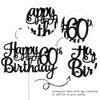 1 PCS Happy 60th Birthday Cake Topper Glitter Cheers to 60 Years Birthday Cake Pick 60 Fabulous Cake Decoration for Happy 60th Birthday Anniversary Party Decorations Supplies Black view 3