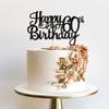 1 PCS Happy 60th Birthday Cake Topper Glitter Cheers to 60 Years Birthday Cake Pick 60 Fabulous Cake Decoration for Happy 60th Birthday Anniversary Party Decorations Supplies Black view 4