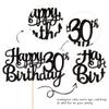 1 PCS Happy 30th Birthday Cake Topper Glitter Cheers to 30 Years Birthday Cake Pick 30 Fabulous Cake Decoration for Happy 30th Birthday Anniversary Party Decorations Supplies Black view 3