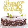 1 PCS Happy 18th Birthday Cake Topper Gold Glitter Cheers to 18 Years Birthday Cake Pick 18 Fabulous Cake Decoration for Happy 18th Birthday Theme Party Decorations Supplies view 1