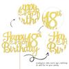 1 PCS Happy 18th Birthday Cake Topper Gold Glitter Cheers to 18 Years Birthday Cake Pick 18 Fabulous Cake Decoration for Happy 18th Birthday Theme Party Decorations Supplies view 2