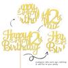 1 PCS Happy 12th Birthday Cake Topper Gold Glitter Cheers to 12 Years Birthday Cake Pick 12 Fabulous Cake Decoration for Happy 13th Birthday Theme Party Decorations Supplies view 2