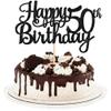 1 PCS Happy 50th Birthday Cake Topper Glitter Cheers to 50 Years Birthday Cake Pick 50 Fabulous Cake Decoration for Happy 50th Birthday Anniversary Party Decorations Supplies Black view 1
