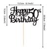 1 PCS Happy 50th Birthday Cake Topper Glitter Cheers to 50 Years Birthday Cake Pick 50 Fabulous Cake Decoration for Happy 50th Birthday Anniversary Party Decorations Supplies Black view 2