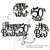1 PCS Happy 50th Birthday Cake Topper Glitter Cheers to 50 Years Birthday Cake Pick 50 Fabulous Cake Decoration for Happy 50th Birthday Anniversary Party Decorations Supplies Black view 3