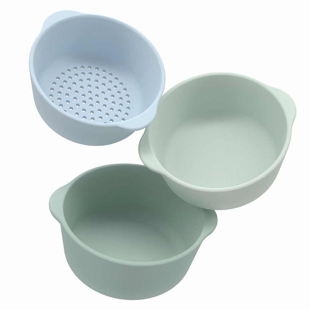 Inspire My Play - 3 x Nesting Bowls and Sieve - Perfect for Sensory PlayTray - Sensory Bin Accessories - Special Education Classroom Supplies - Montessori Education Toys - Green
