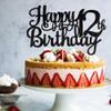 1 PCS Happy 12th Birthday Cake Topper Glitter Cheers to 12 Years Birthday Cake Pick 12 Fabulous Cake Decoration for Happy 13th Birthday Theme Party Decorations Supplies Black view 4