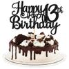1 PCS Happy 13th Birthday Cake Topper Glitter Cheers to 13 Years Birthday Cake Pick Official Teenager 13 Fabulous Cake Decoration for Happy 13th Birthday Theme Party Decorations Supplies Black view 1