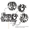 1 PCS Happy 13th Birthday Cake Topper Glitter Cheers to 13 Years Birthday Cake Pick Official Teenager 13 Fabulous Cake Decoration for Happy 13th Birthday Theme Party Decorations Supplies Black view 2