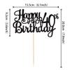 1 PCS Happy 40th Birthday Cake Topper Glitter Cheers to 40 Years Birthday Cake Pick 40 Fabulous Cake Decoration for Happy 40th Birthday Anniversary Party Decorations Supplies Black view 2