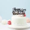 1 PCS Happy 40th Birthday Cake Topper Glitter Cheers to 40 Years Birthday Cake Pick 40 Fabulous Cake Decoration for Happy 40th Birthday Anniversary Party Decorations Supplies Black view 4