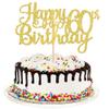 1 PCS Happy 60th Birthday Cake Topper Gold Glitter Cheers to 60 Years Birthday Cake Pick 60 Fabulous Cake Decoration for Happy 60th Birthday Anniversary Party Decorations Supplies view 1