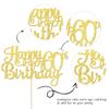 1 PCS Happy 60th Birthday Cake Topper Gold Glitter Cheers to 60 Years Birthday Cake Pick 60 Fabulous Cake Decoration for Happy 60th Birthday Anniversary Party Decorations Supplies view 3